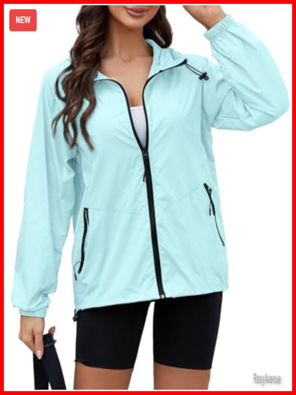 Women's Lightweight Waterproof Packable Rain Jacket Raglan Sleeve Hooded